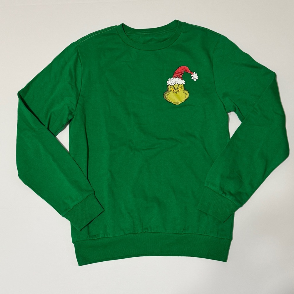 Hybrid Apparel Dr. Seuss Green Grinch Chest Graphic Crewneck Sweater
